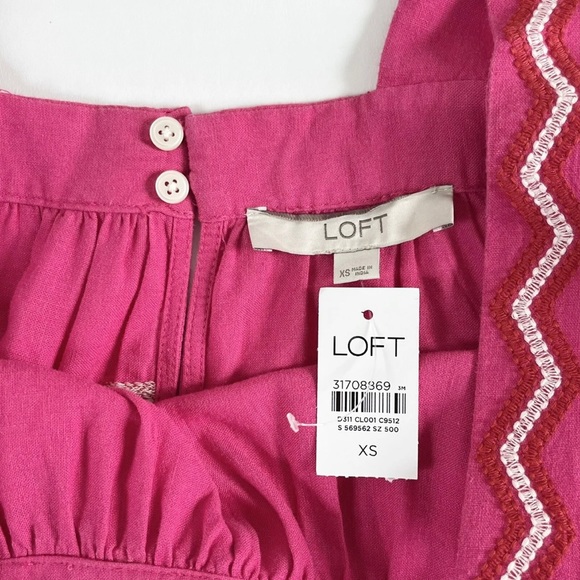 LOFT Top Womens XS Hot Pink Tiered Sleeveless  Peplum Swing Tank Linen Blend Top - Picture 5 of 12